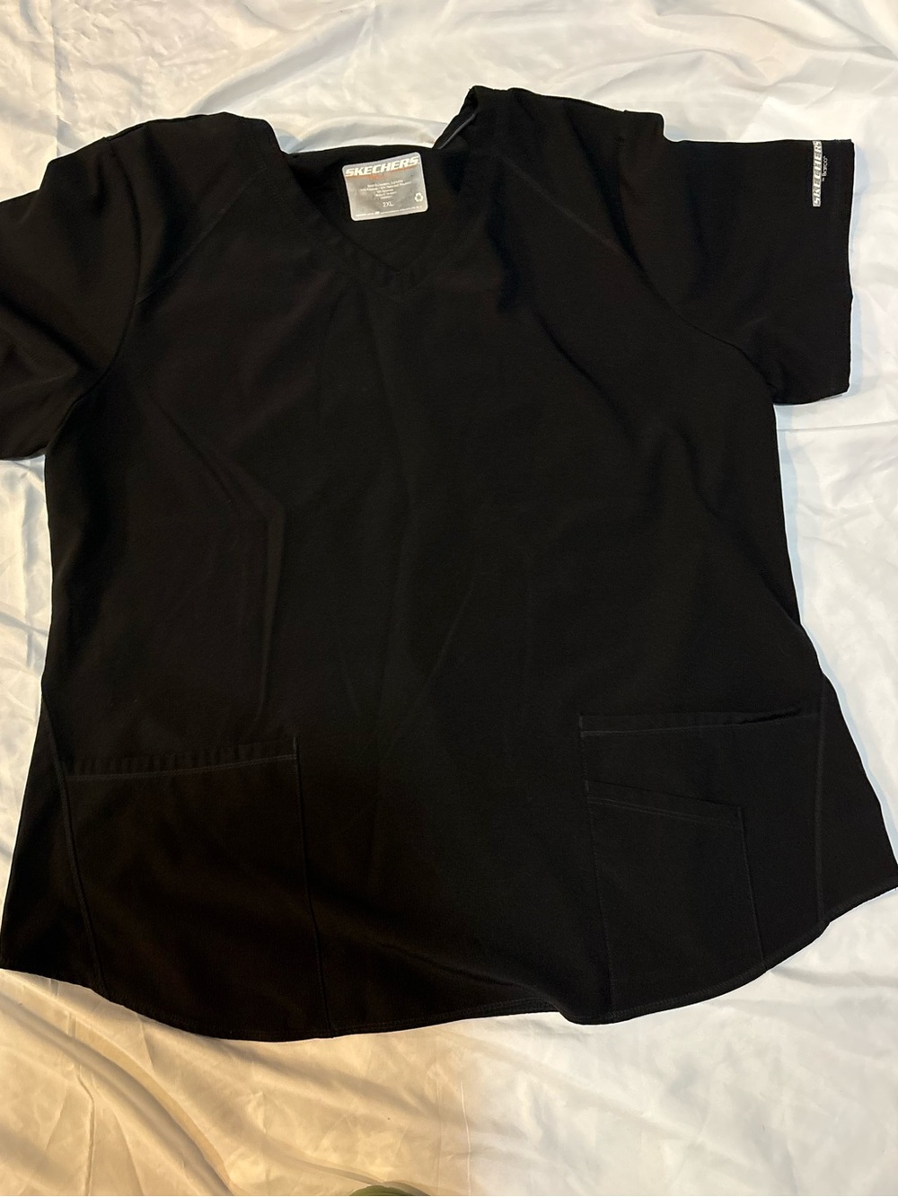 Skechers Black V-Neck Short Sleeve Scrub Top